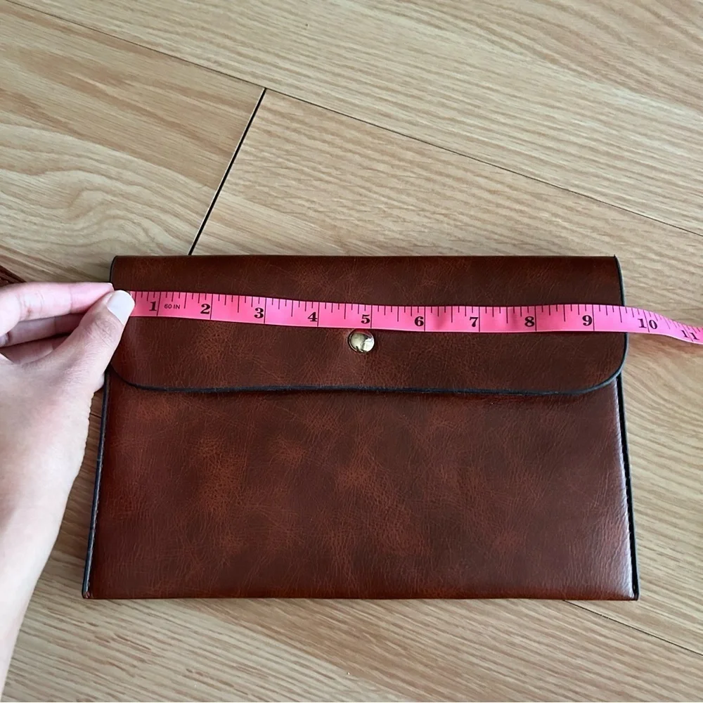 Brown Leather Snap Clutch Wristlet